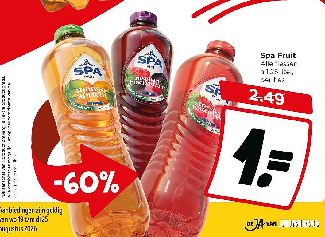 Spa Fruit Alle flessen à 1,25 liter, per fles