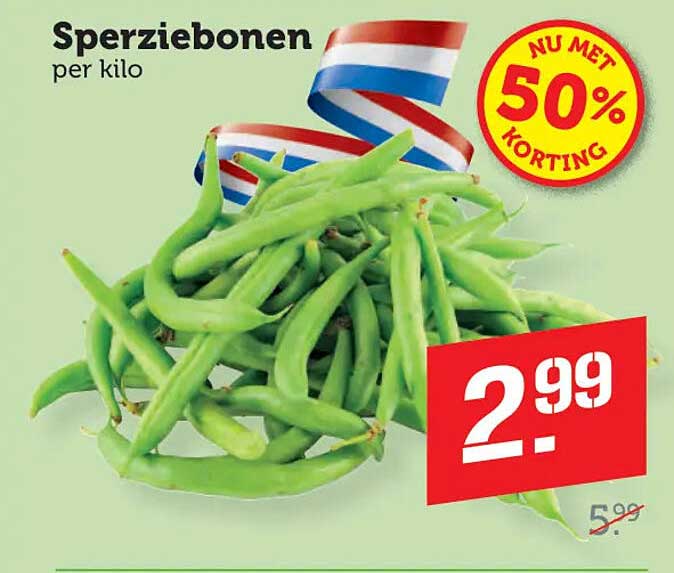Sperziebonen per kilo NU MET 50% KORTING