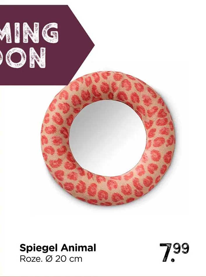 Spiegel Animal Roze. Ø 20 cm
