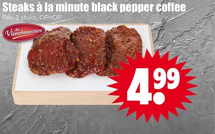 Steaks à la minute black pepper coffee