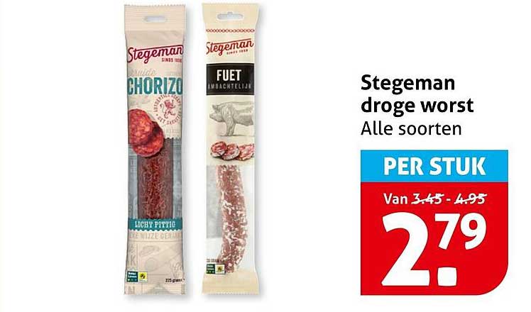 Stegeman droge worst Alle soorten PER STUK
