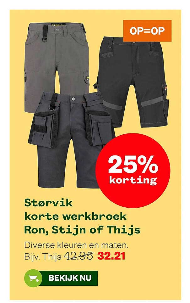 Størvik korte werkbroek Ron, Stijn of Thijs 25% korting