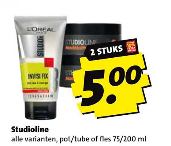 Studioline alle varianten, pot/tube of fles 75/200 ml 2 STUKS