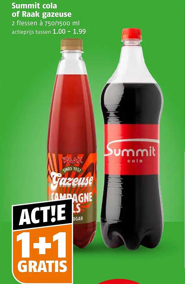 Summit cola of Raak gazeuse 1+1 gratis