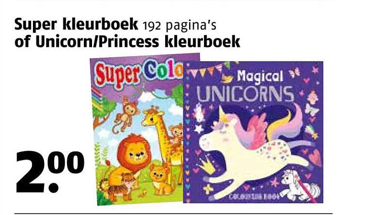 Super kleurboek 192 pagina's of Unicorn/Princess kleurboek