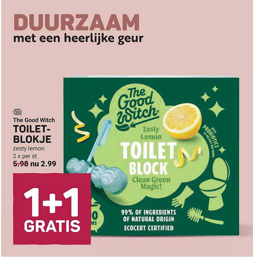 The Good Witch TOILET-BLOKJE zesty lemon 1+1 GRATIS