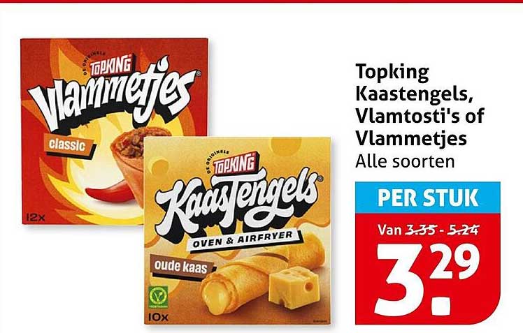 Topking Kaastengels, Vlamtosti's of Vlammetjes Alle soorten PER STUK