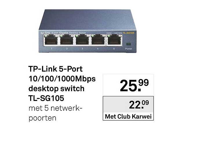 TP-Link 5-Port 10/100/1000Mbps desktop switch TL-SG105 met 5 netwerkpoorten