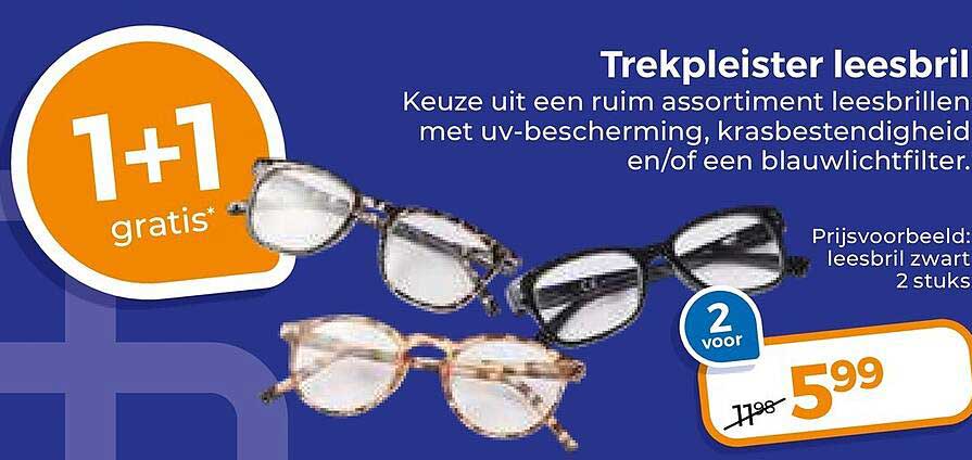 Trekpleister leesbril 1+1 gratis