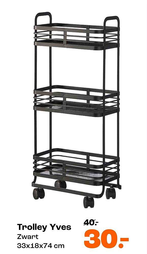 Trolley Yves Zwart 33x18x74 cm