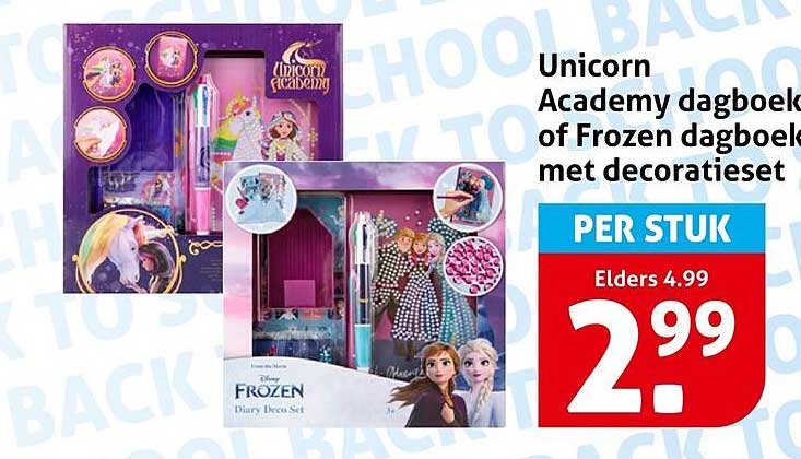Unicorn Academy dagboek of Frozen dagboek met decoratieset
