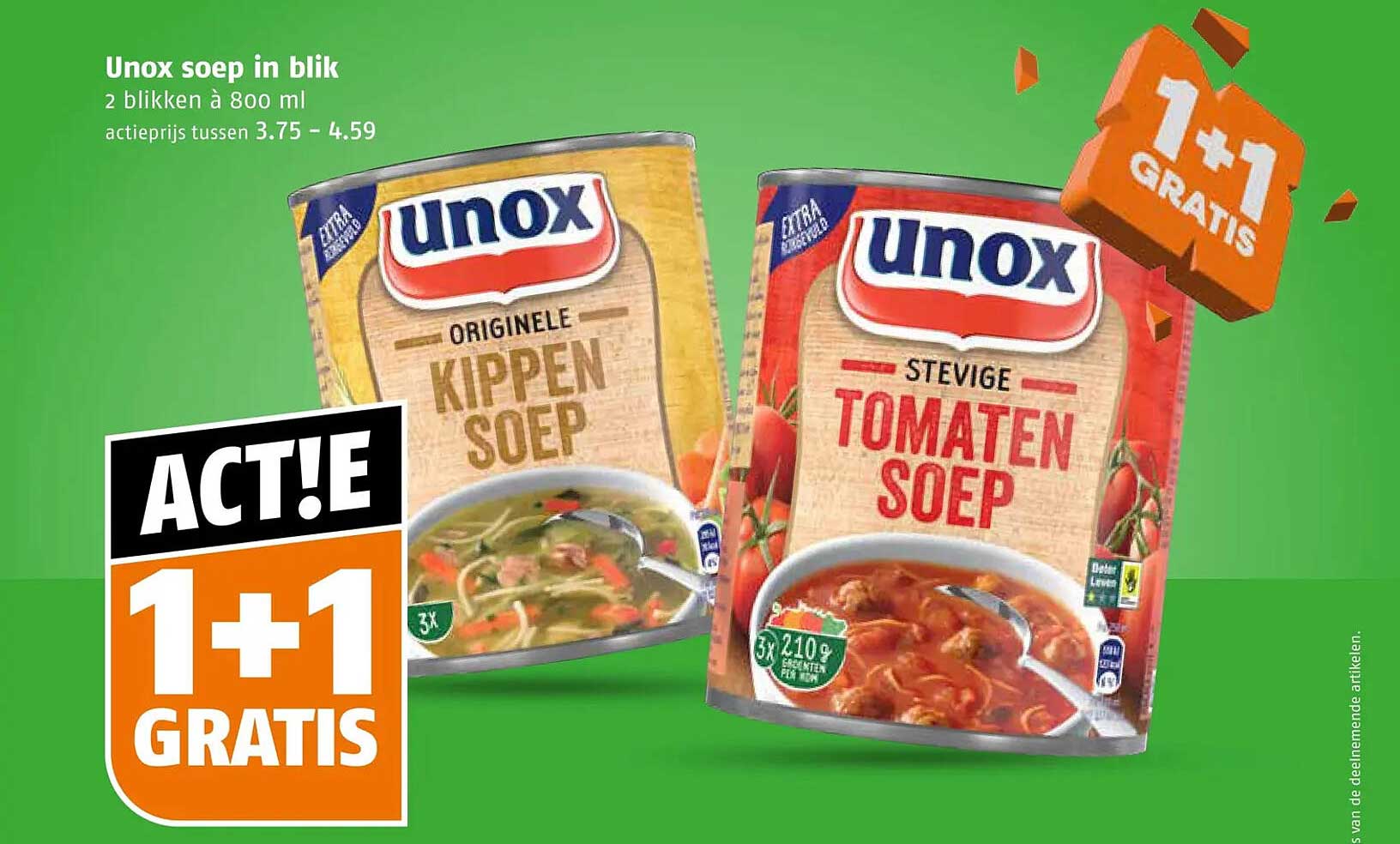 Unox soep in blik 2 blikken à 800 ml 1+1 gratis