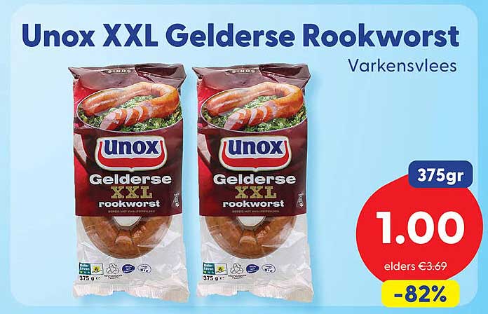 Unox XXL Gelderse Rookworst Varkensvlees