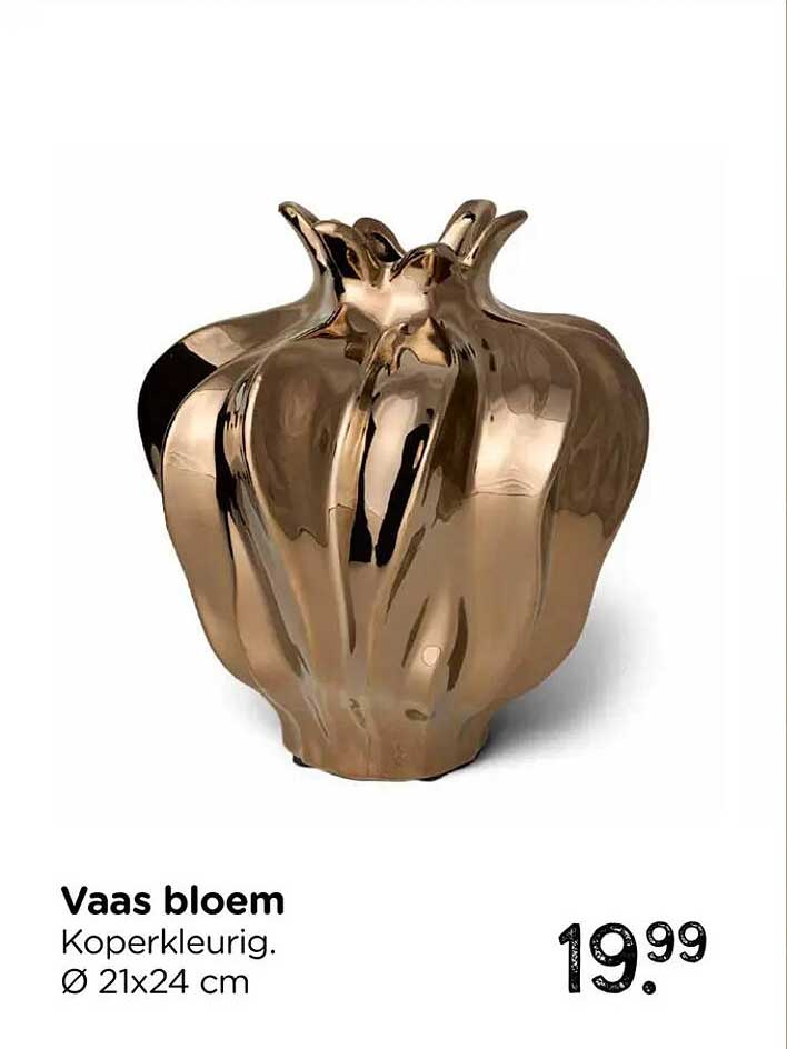 Vaas bloem Koperkleuorig. Ø 21x24 cm