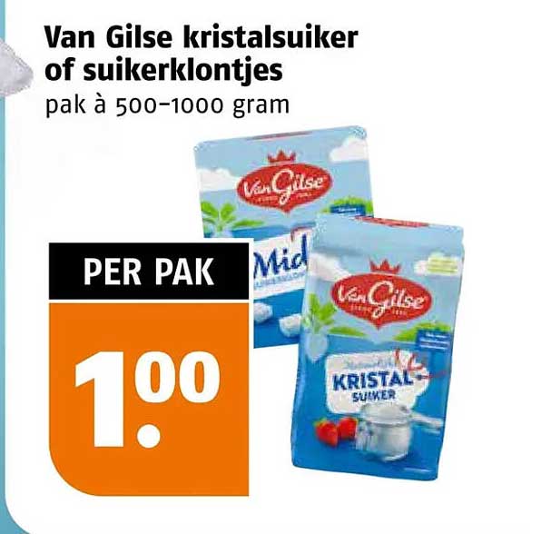 Van Gilse kristalsuiker of suikerklontjes pak à 500-1000 gram