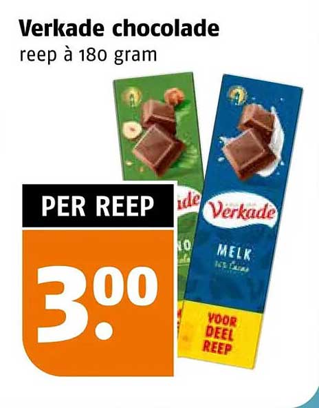 Verkade chocolade reep à 180 gram