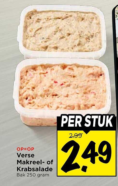 Verse Makreel- of Krabsalade Bak 250 gram PER STUK