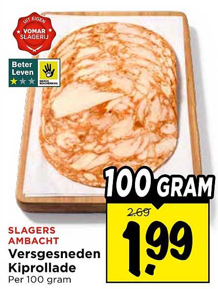 Versgesneden Kiprollade Per 100 gram