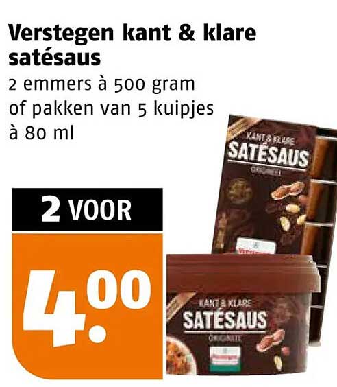 Verstegen kant & klare satésaus 2 voor 4.00