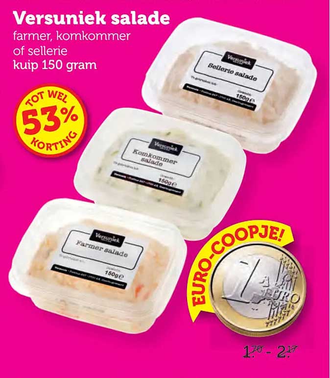VersunieK salade farmer, komkommer of sellerie kuip 150 gram TOT WEL 53% KORTING