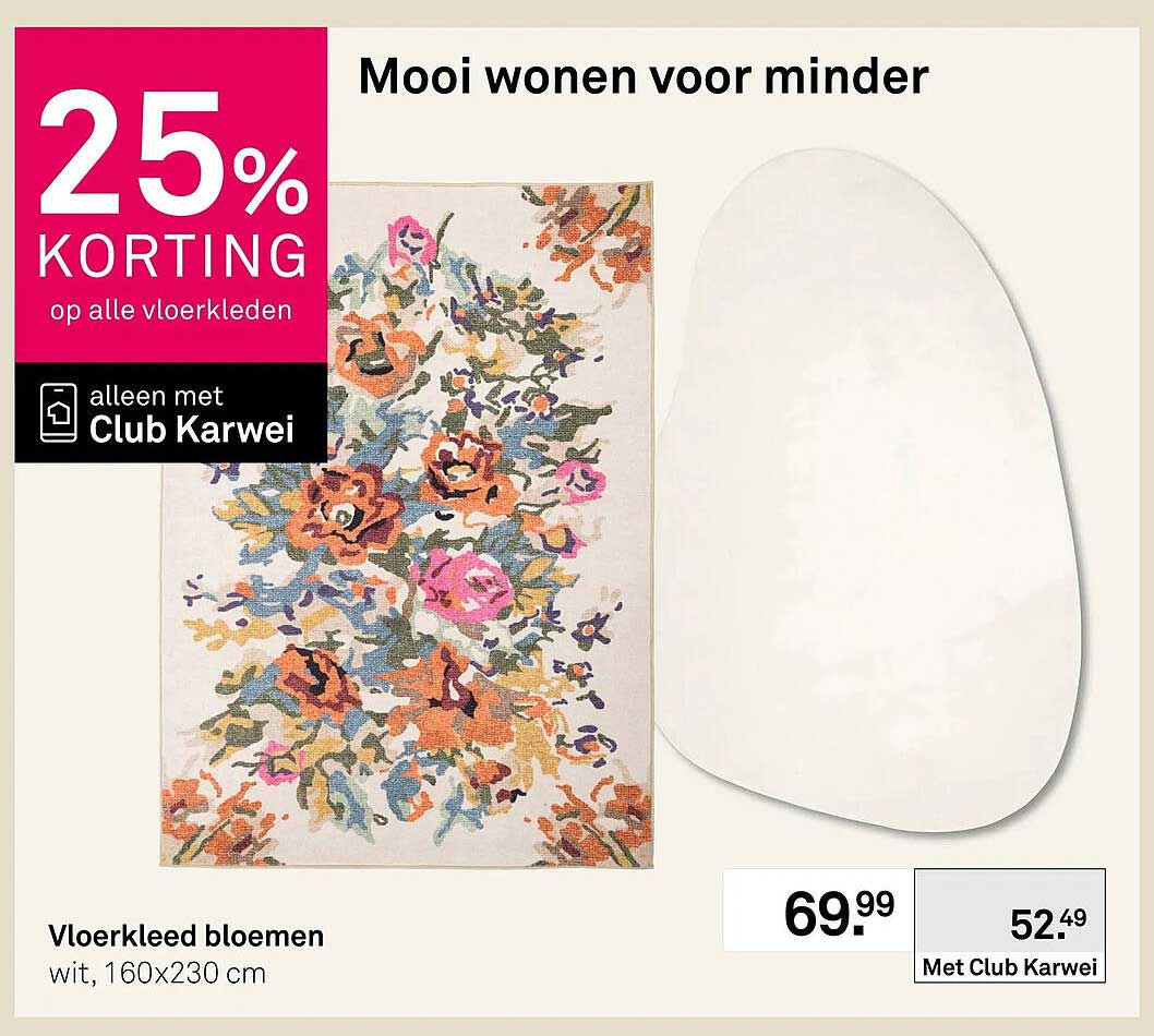 Vloerkleed bloemen 25% korting
