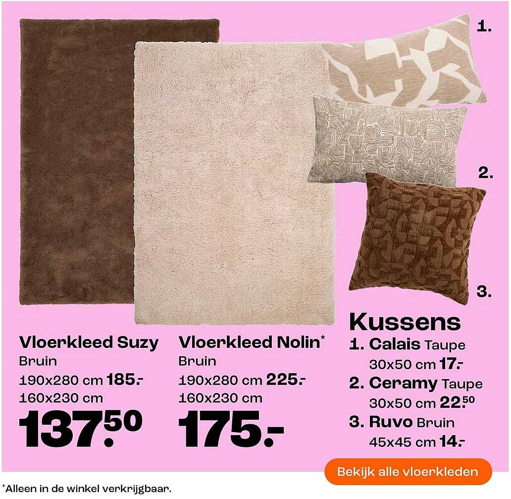 Vloerkleed Suzy Bruin 190x280 cm