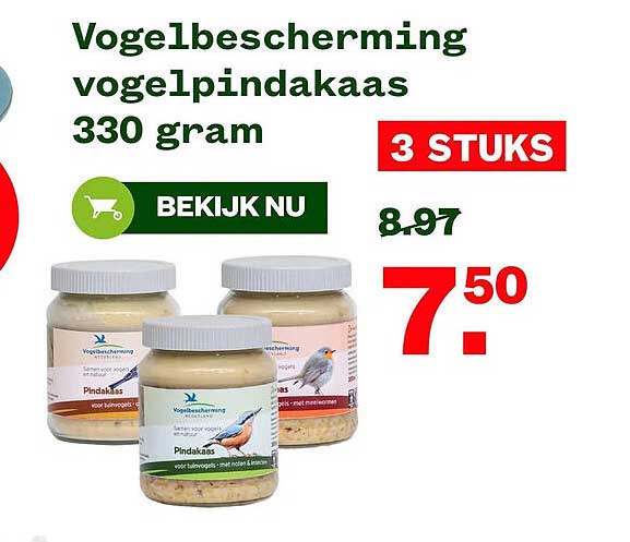 Vogelbescherming vogelpindakaas 330 gram 3 STUKS