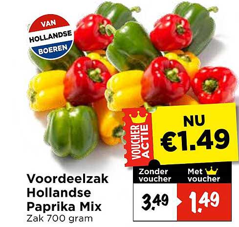 Voordeelzak Hollandse Paprika Mix Zak 700 gram