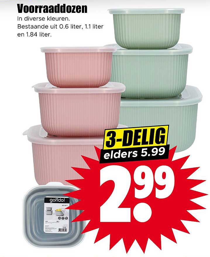 Voorraaddozen 3-delig elders 5.99