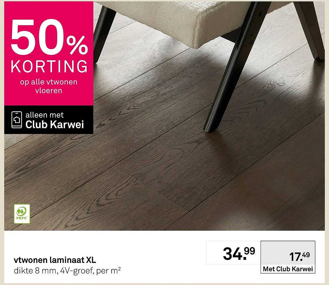 vtwonen laminaat XL 50% korting op alle vtwonen vloeren alleen met Club Karwei