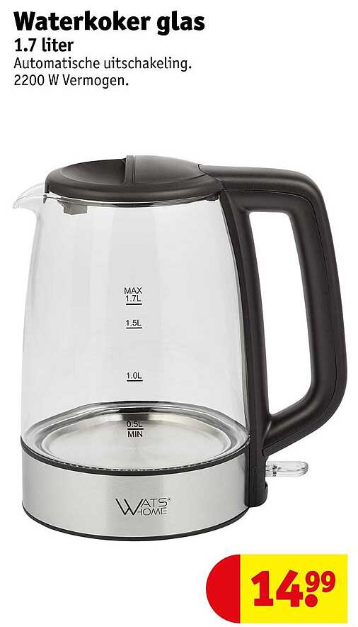 Waterkoker glas 1.7 liter