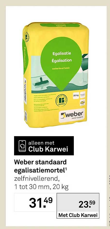Weber standaard egalisatiemortel¹ zelfnivellerend, 1 tot 30 mm, 20 kg