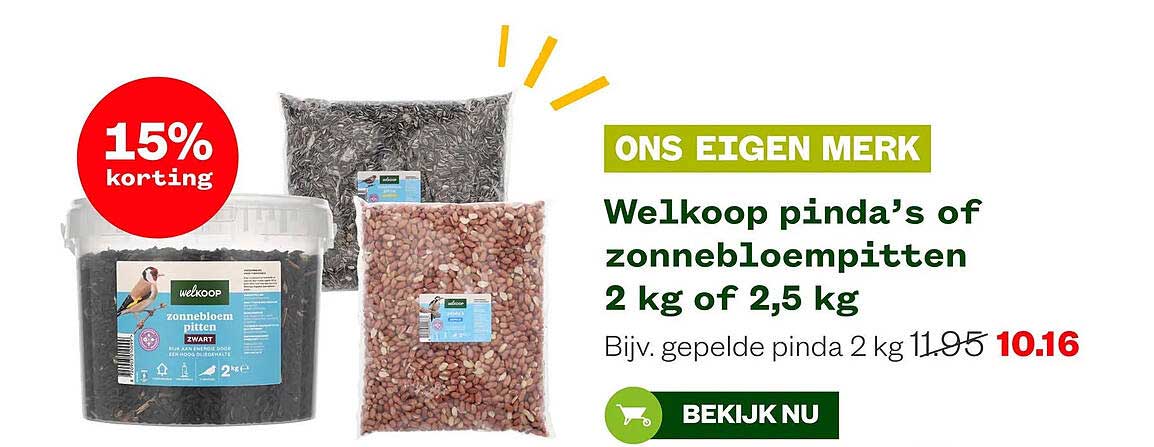 Welkoop pinda’s of zonnebloempitten 2 kg of 2,5 kg
