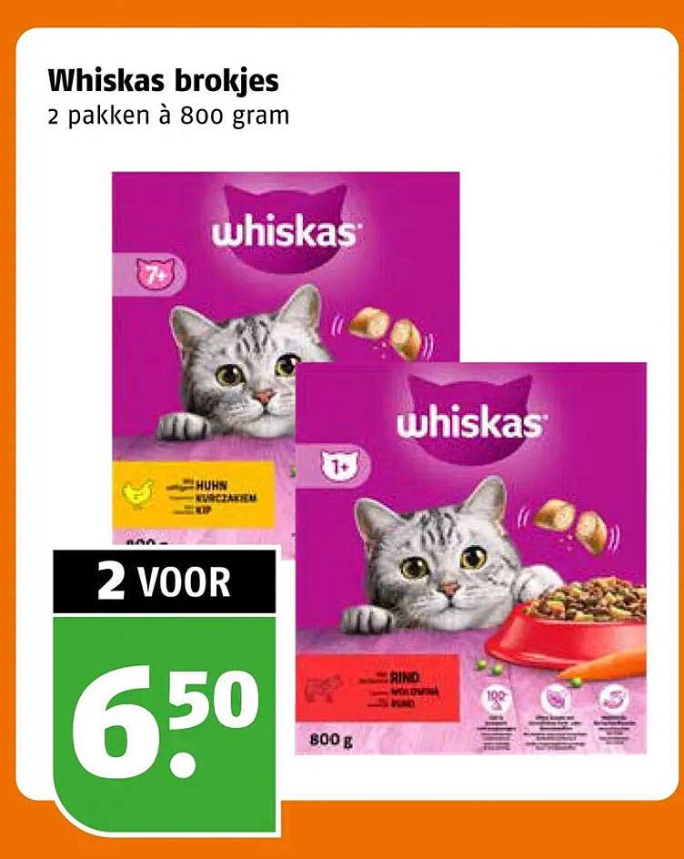 Whiskas brokjes 2 pakken à 800 gram