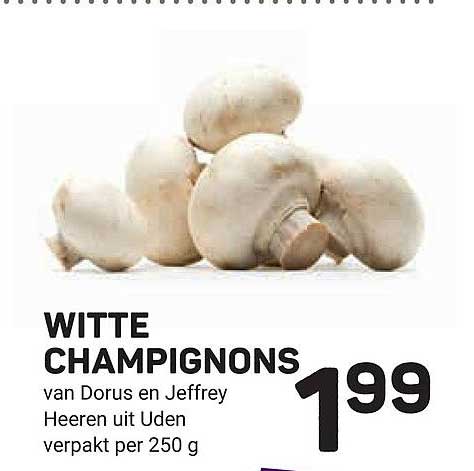 WITTE CHAMPIGNONS van Dorus en Jeffrey Heeren uit Uden verpakt per 250 g