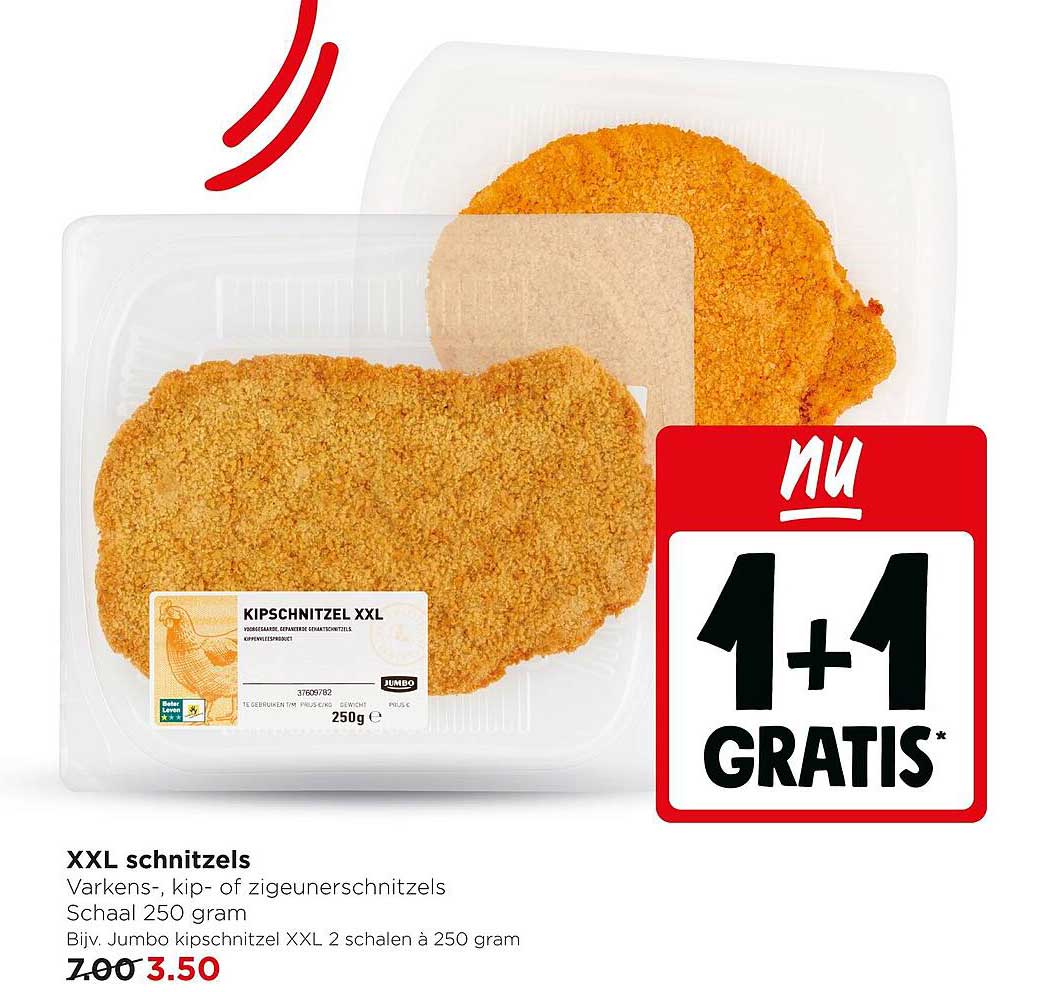 XXL schnitzels 1+1 gratis