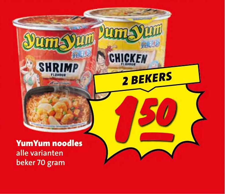 YumYum noodles alle varianten beker 70 gram 2 BEKERS