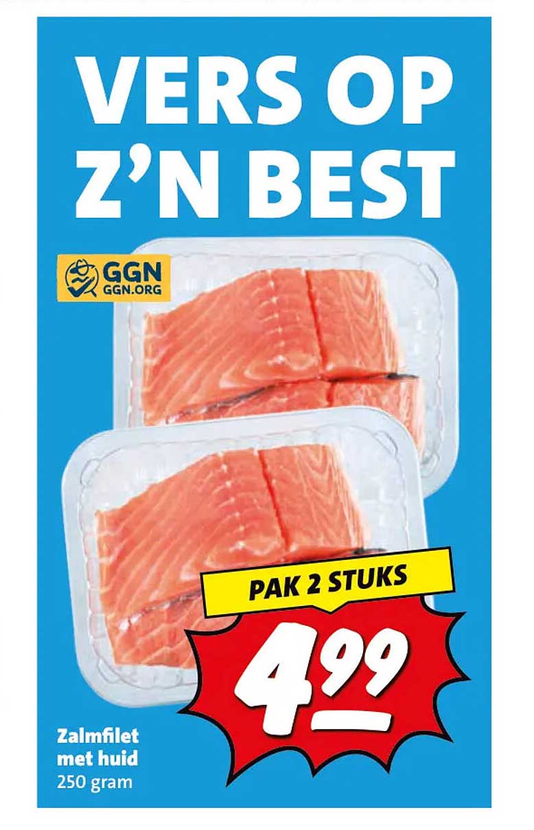Zalmfilet met huid 250 gram pak 2 stuks