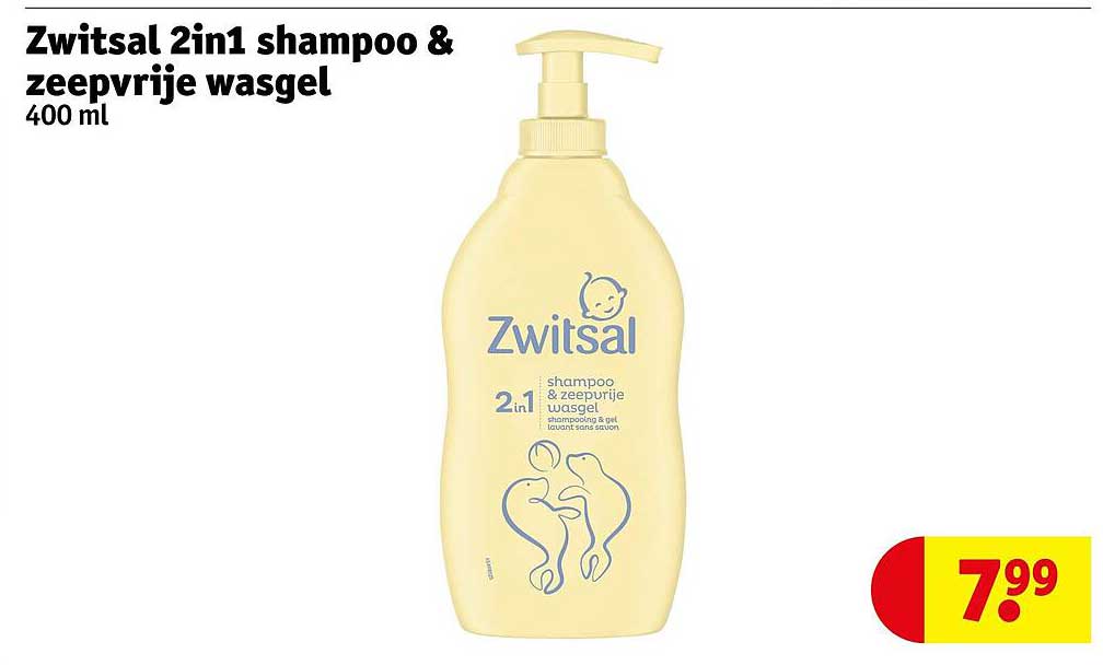 Zwitsal 2in1 shampoo & zeepvrije wasgel 400 ml