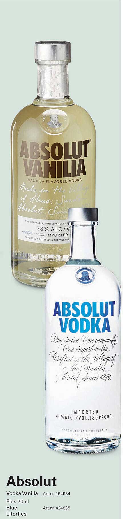Absolut Vodka Vanilla Fles 70 cl