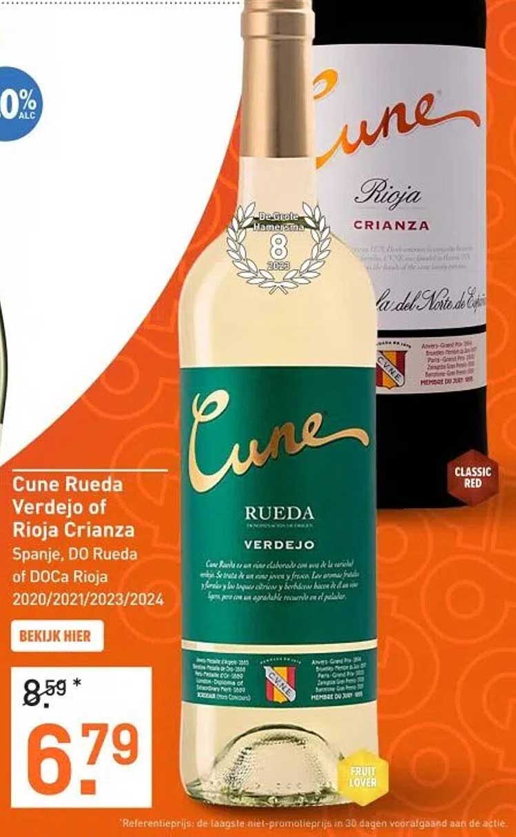 Cune Rueda Verdejo of Rioja Crianza Spanje, DO Rueda of DO Ca Rioja 2020/2021/2023/2024