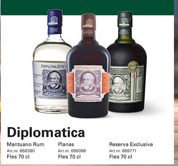 Diplomatica Rum: Mantuanos, Planas en Reserva Exclusiva - Fles 70 cl