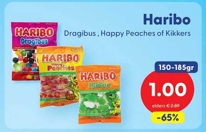 Haribo Dragibus, Happy Peaches of Kikkers