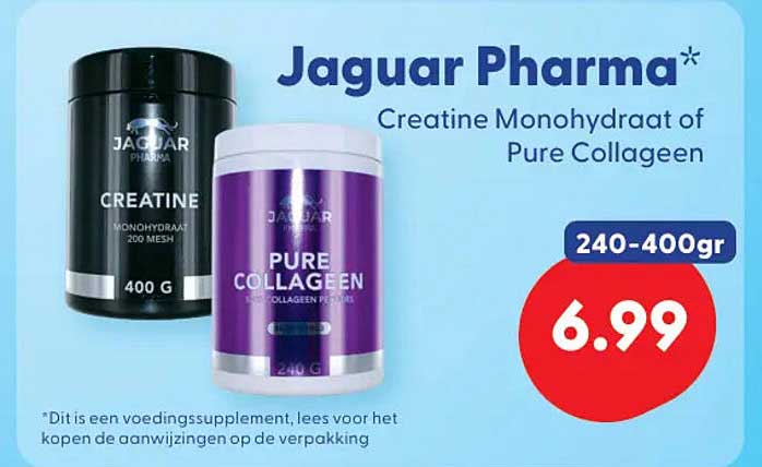 Jaguar Pharma* Creatine Monohydraat of Pure Collageen