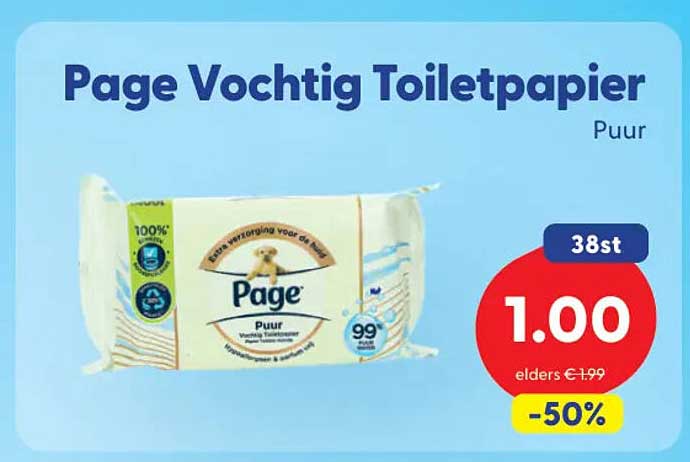 Page Vochtig Toiletpapier Puur