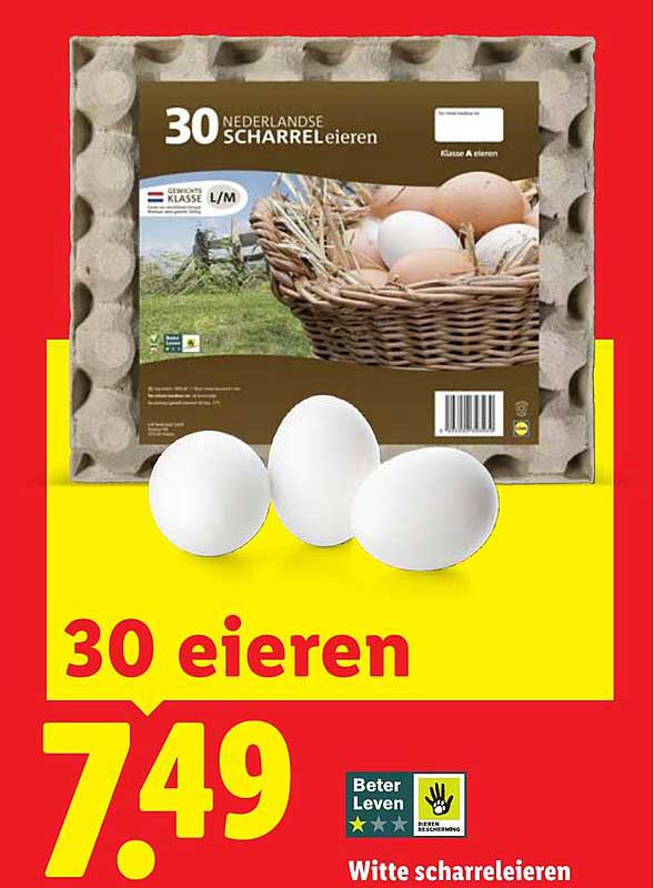 30 eieren Witte scharreleieren