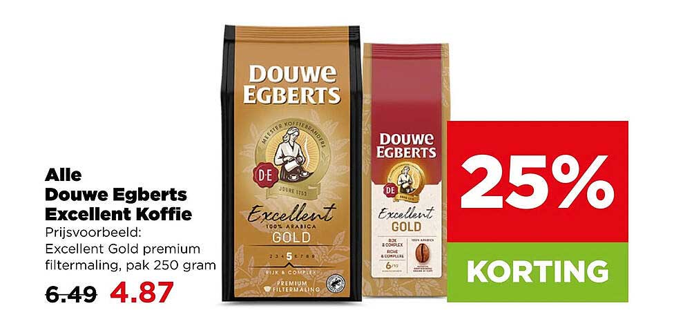 Alle Douwe Egberts Excellent Koffie 25% KORTING