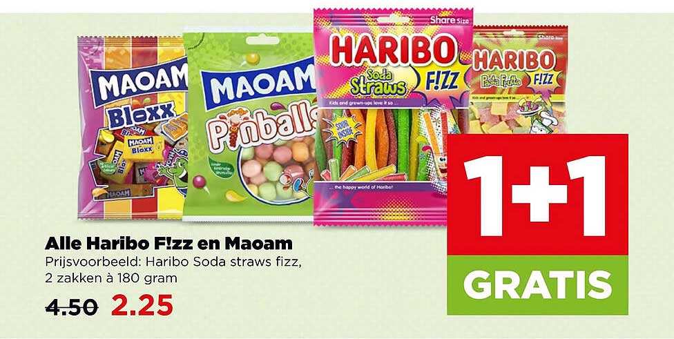 Alle Haribo F!zz en Maoam 1+1 GRATIS