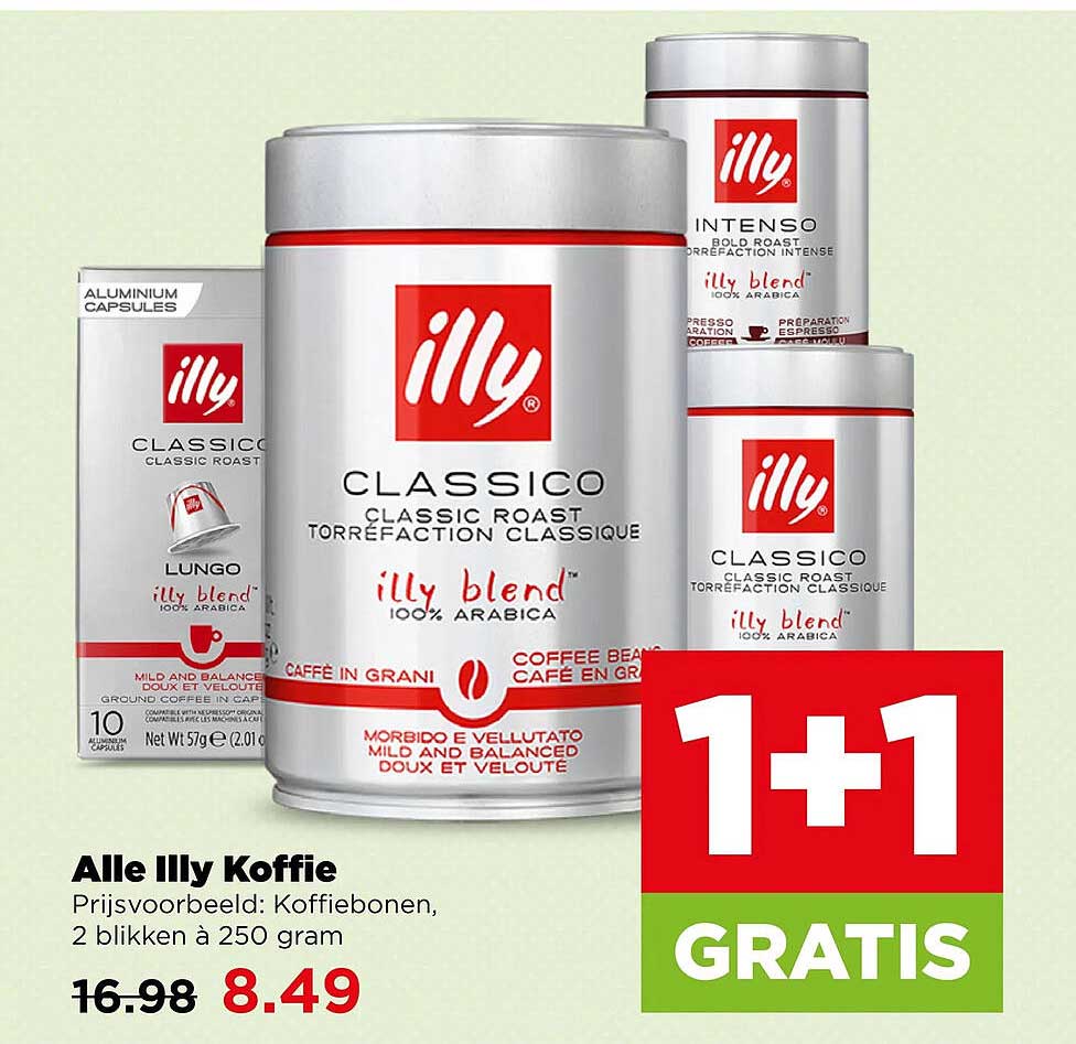 Alle Illy Koffie 1+1 gratis