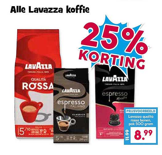 Alle Lavazza koffie 25% korting